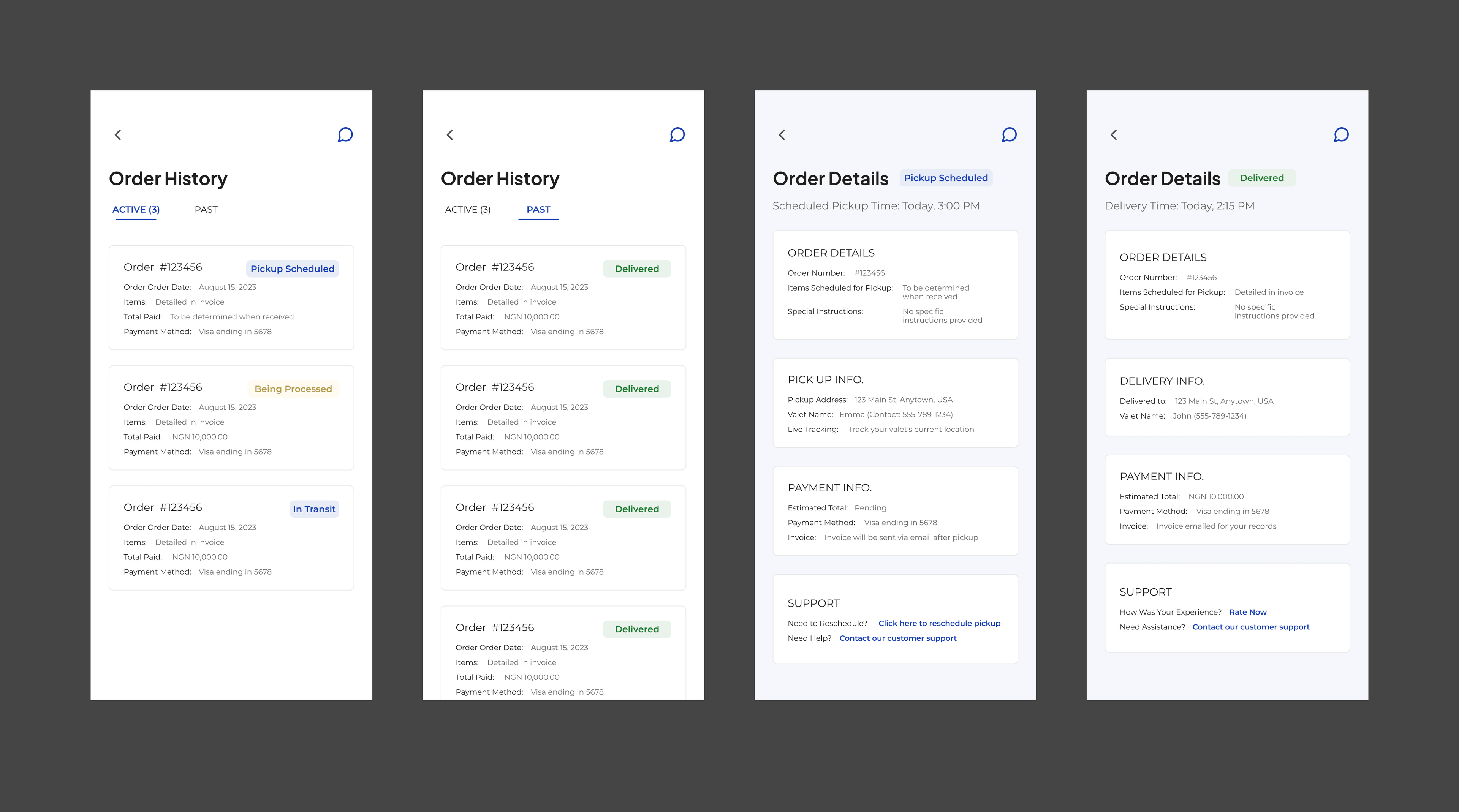 Wash: Care On Demand Transparent Order Tracking