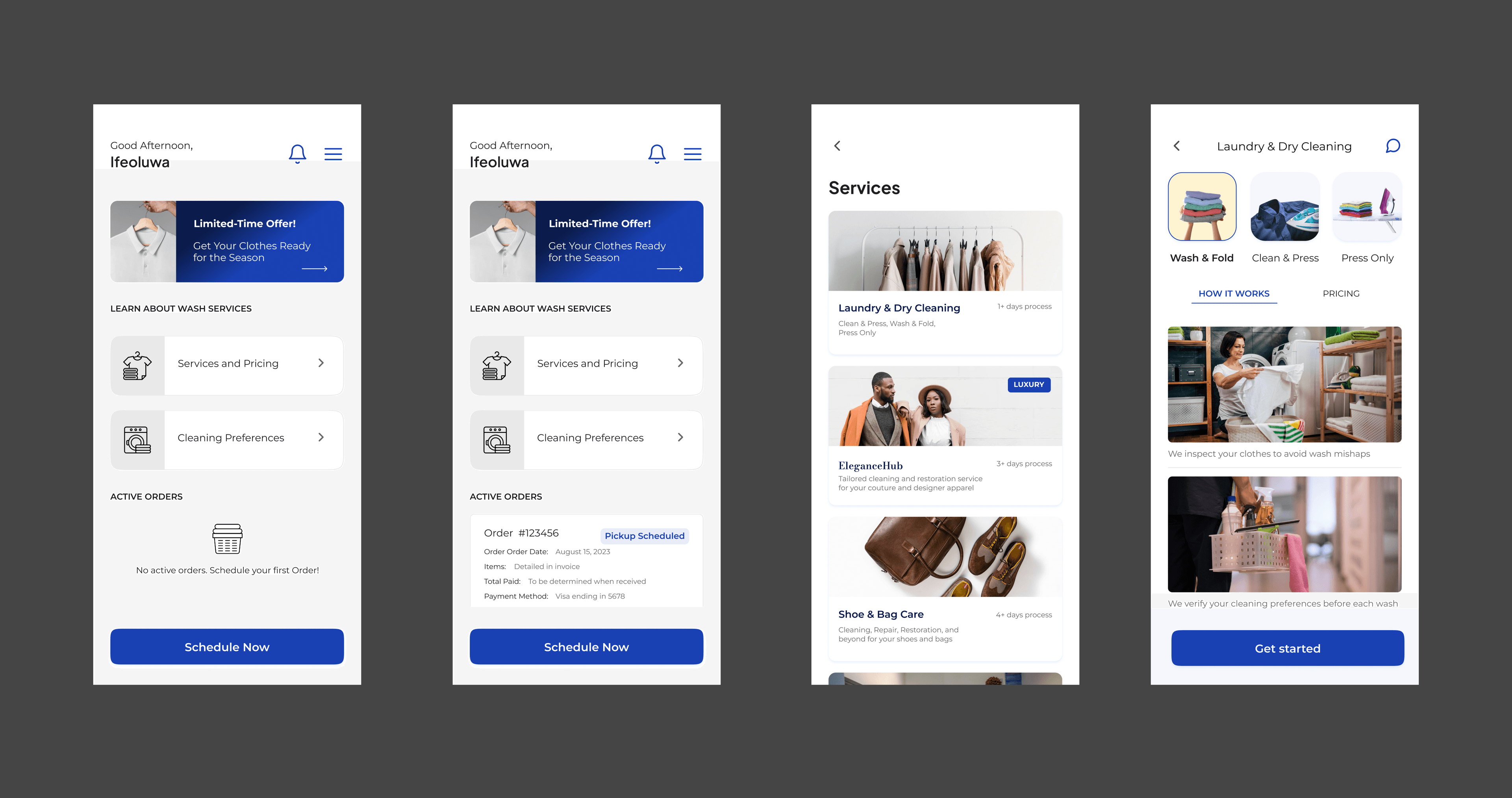 Service-First Home Dashboard — screen 1 of 3